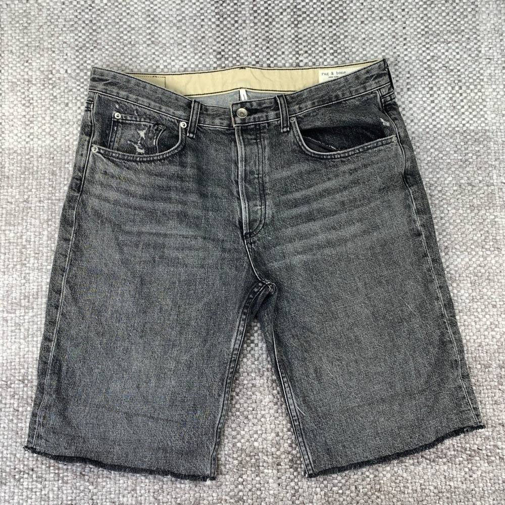rag & bone Rosa Walking Short Womens 31 Black Distressed Raw Hem Denim Shorts